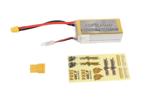 Pit Bull Tires - Pure Gold 50C 3S 4300mAh 11.1V Softcase LiPo Battery, with LED Battery Check - XT60 and T Plug