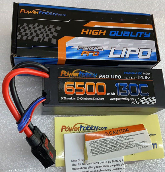 Power Hobby - 4S 14.8V 6500mAh 130C Graphen LiPo Battery with QS8 Connector, 8AWG Wire