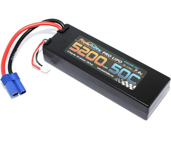 Power Hobby - 5200mAh 7.4V 2S 50C LiPo Battery with Hardwired EC5 Connector