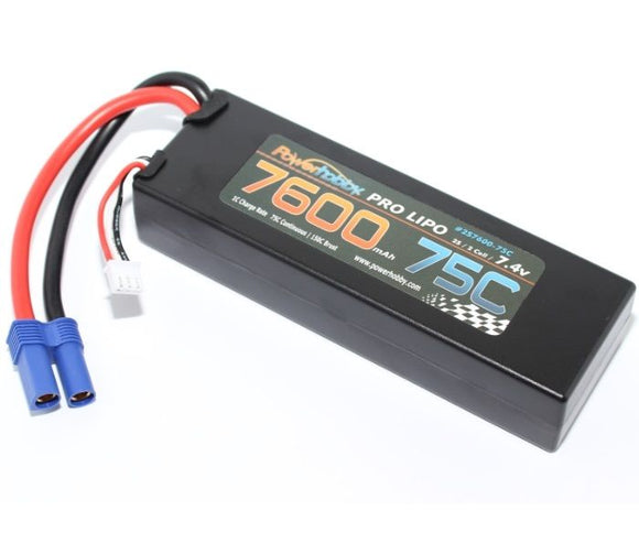 Power Hobby - 7600mAh 11.1V 3S 75C LiPo Battery with Hardwired EC5 Connector