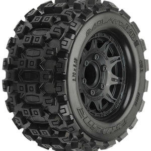 1/10 Badlands MX28 Fr/Rr 2.8" MT Tires Mounted 12mm Blk Raid (2)