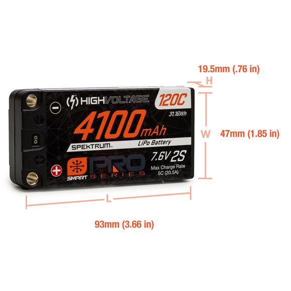 7.6V 4100mAh 2S 120C Smart Pro Race Shorty Hardcase LiHV Battery: Tubes, 5mm