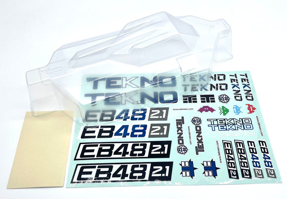 Tekno EB48 CLEAR BODY shell cover w/Window Mask and decals TKR9003
