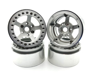 1.9" Aluminum Beadlock Rims (4pcs) 5 Star, Silver