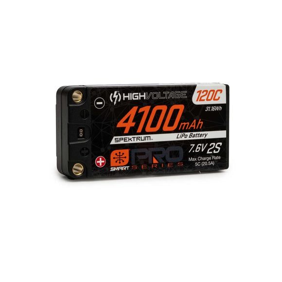 Spektrum SPMX412S120HT 4100mAh 7.6V SMART Pro Race HV 120C Hardcase LiPo Battery with 5mm Ports