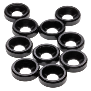 Premium Aluminum M3 Countersunk Washers, Black, 10