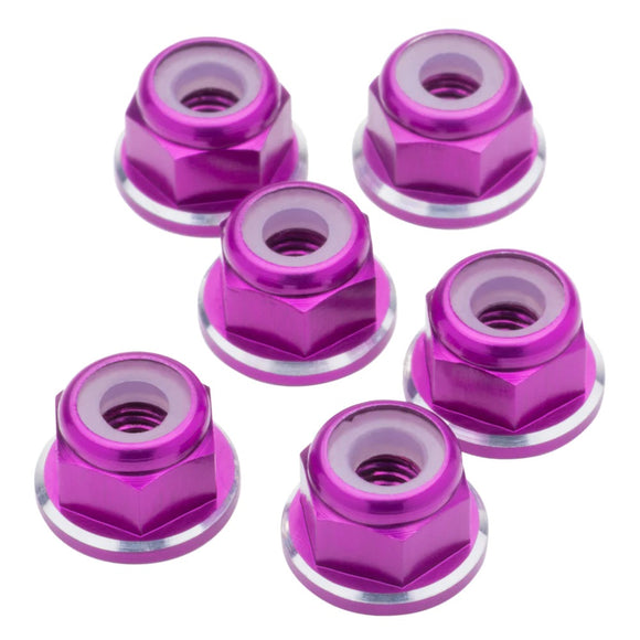 7075 Aluminum M3 Flanged Locknuts - Purple Shine - 6pcs