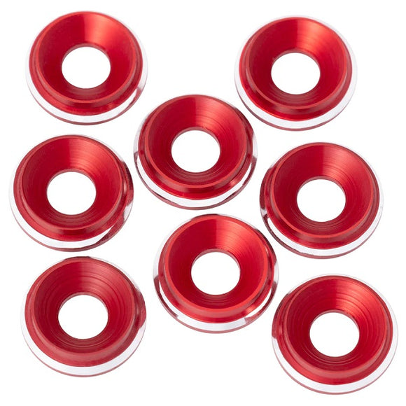 7075 LowPeo Countersunk Washers, M3, Red Shine, 8pcs