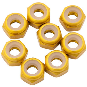 7075 Aluminum Locknuts, M3, Gold, 8pcs