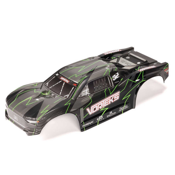 1/10 Painted Decaled Trimmed Body Set with Hidden Body Mount, Green/Black: VORTEKS 2WD