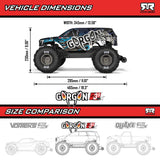 1/10 GORGON 223S 2WD RTR Brushless Monster Truck, Red/Black