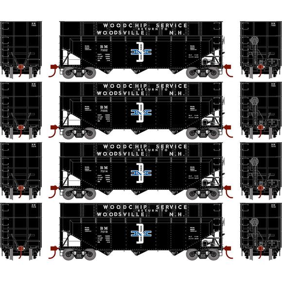 HO 40' Wood Chip Hopper with Load, BM #7502 / 7505 / 7514 / 7519 (4)