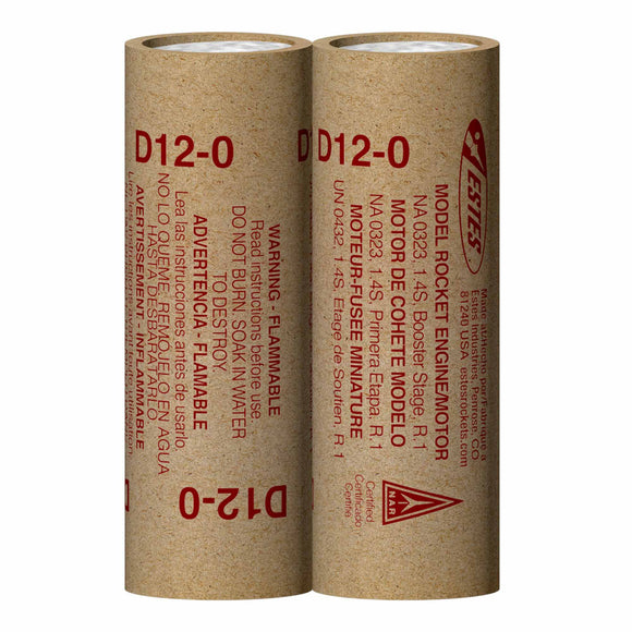 D12-0 Model Rocket Engines, (2pk)