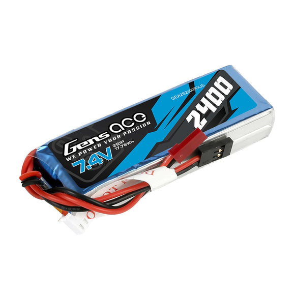 7.6V 2400 mAh 2s, RX, LiPo JST