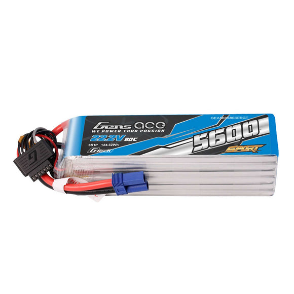 22.2V 5600mAh 6S 80C G-Tech LiPo Battery: EC5