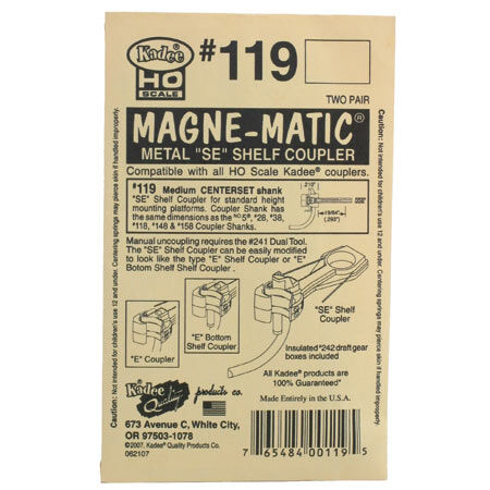 HO Whisker Shelf Coupler, 19/64