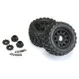 1/8 Badlands MX38 F/R 3.8" MT Tires Mounted 17mm Blk Raid (2)
