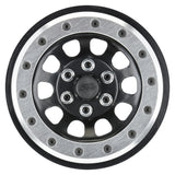 Steelies Silver/Black 2.9" Stamped Steel Dual Offset (+2/+10) Wheels for Axial SCX6