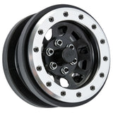 Steelies Silver/Black 2.9" Stamped Steel Dual Offset (+2/+10) Wheels for Axial SCX6