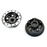 Steelies Silver/Black 2.9" Stamped Steel Dual Offset (+2/+10) Wheels for Axial SCX6