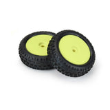 1/18 Wedge Front Carpet Mini-B Tires Mounted 8mm Yellow Wheels (2)