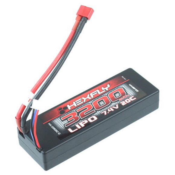 Hexfly 2 cell 7.4V 3200mAh 20C LiPo Battery(Hard Case)(T-Plug)(1pc)