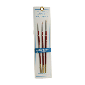 Red Sable Brush Set in 3 Sizes 2, 0, 5/0