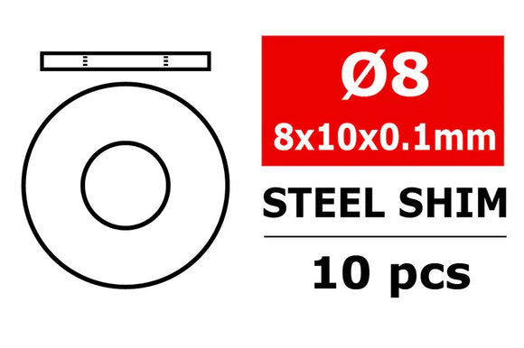 Steel Metric Shim - 8x10x0.1mm - 10pcs