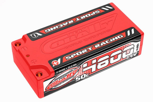 Corally - 4800mAh 7.4v 2S 50C Hardcase Sport Racing Shorty Lipo Battery - 4mm bullets