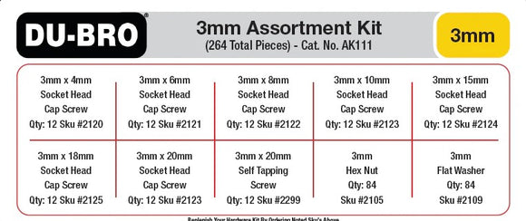 3mm Hardware Assortment Kit, 264pcs