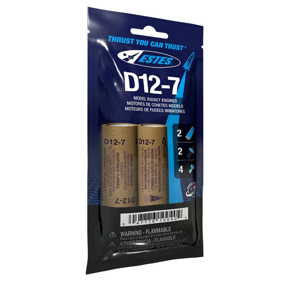 D12-7 Model Rocket Engines, (2pk)