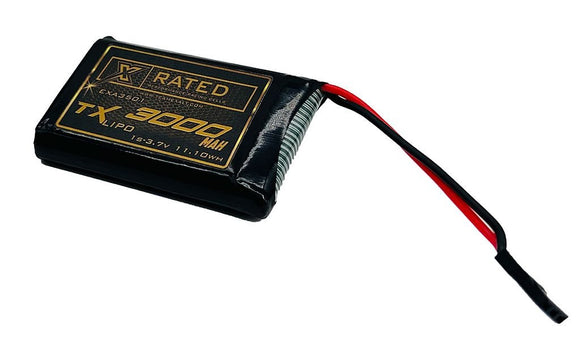 Exalt - 1S 3.7V 3000MAH TX Reciever w/Futaba Connector, X-Rated LiPo Battery Series