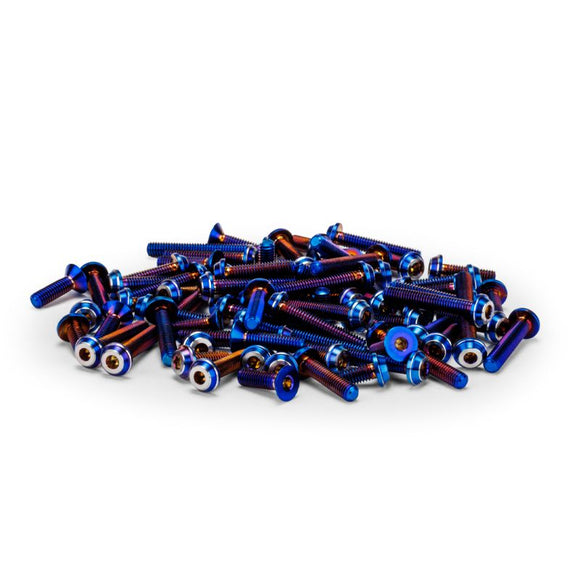 RC10B7 Titanium Top Hat Screw Set, Upper, Blue, 74pc