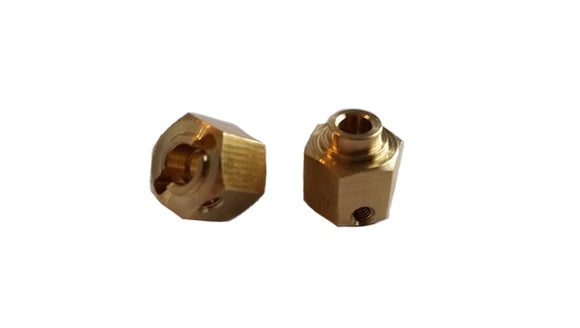 (2) 12mm x 10mm wide Brass Hexes with Step