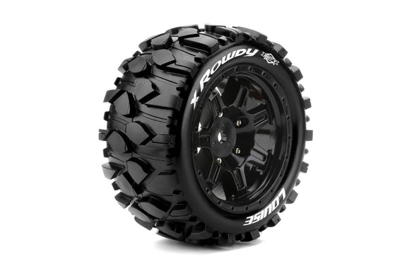 MFT X-Rowdy Sport Monster Truck Tires, 24mm Hex, Mounted