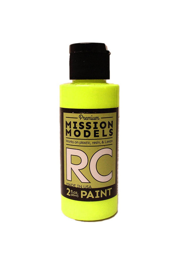 Mission Models - Water-based RC Paint, 2 oz bottle, Fluorescent Racing Yellow