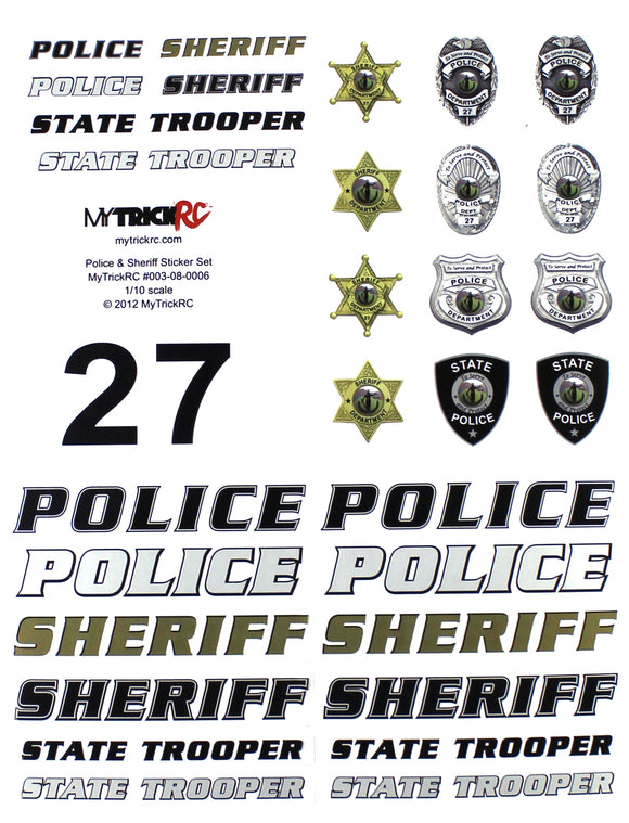 Police / Sheriff Decal Set - Realistic 1:10 Scale Decal