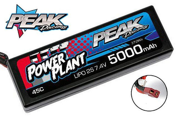 Peak Racing - Power Plant 5000 7.4V 45C Lipo Battery, w/ Deans Connector