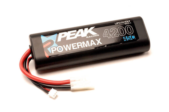 Peak Racing - PowerMax Sport 4200mAh LiPo Battery, 7.4V (Tamiya Plug) 45C