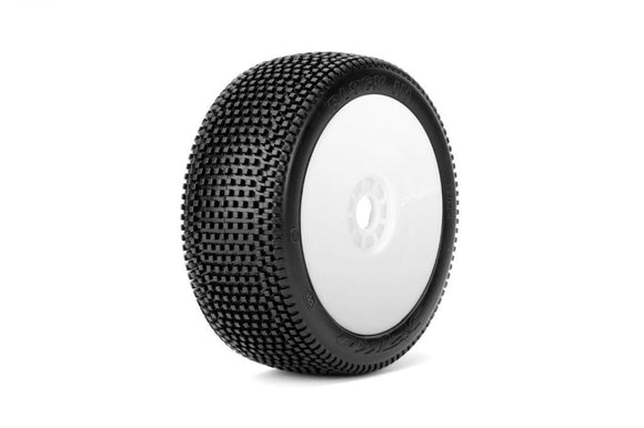 Block In 1/8 Buggy Mounted Tires White Wheels (2)