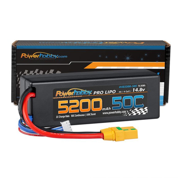 4S 14.8v 5200mAh 50C LiPo Battery w/ XT90 Plug Hard Case