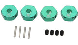 12mm Wheel Hex, (4), Green, for Losi Mini LMT