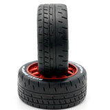 1/8 GT Beast Belted Mounted Tires 17mm Soft Red Wheels