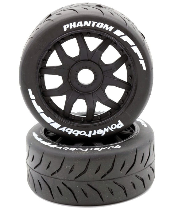 1/8 GT Phantom Belted Mounted Tires 17mm Medium Black Wheels