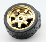 1/8 Gripper 42/100 Belted Mounted Tires 17mm Gold Wheels