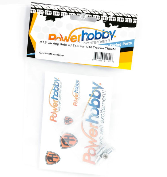 M2.5 Locking Hubs w/Tool, for Traxxas TRX-4M, Silver, 4pcs