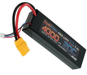 Power Hobby - 2S 7.4V 4000mAh 20C LiPo Battery Pack w/ XT90 Plug Hard Case