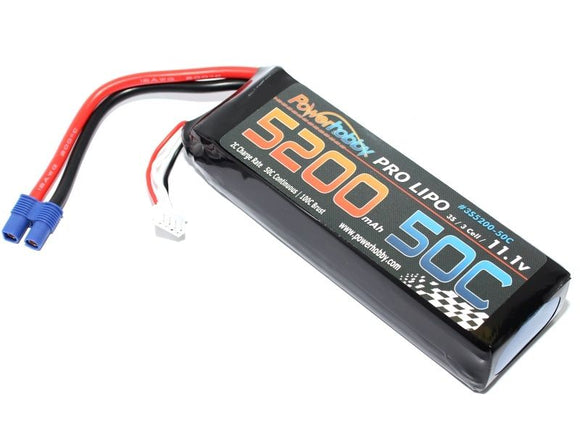 Power Hobby - 3S 11.1V 5200mAh 50C LiPo Battery with EC3 Connector