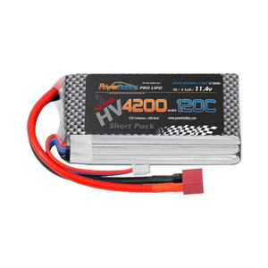 Power Hobby - 3S 11.4V 4200mAh 120C Graphene + HV LiPo Shorty Battery with T-Plug