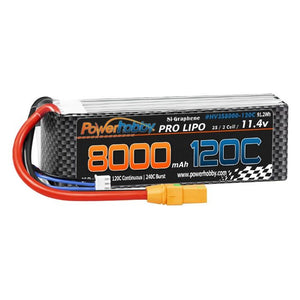 Power Hobby - 3S 11.4V 8000MAH 120C Graphene + HV LIPO Battery w/ XT90 Plug